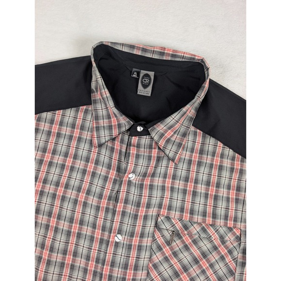 Club Ride Pearl Snap Cycling Sun Valley Mesh Zip Shirt Mens XL Black Red Plaid - Picture 1 of 8